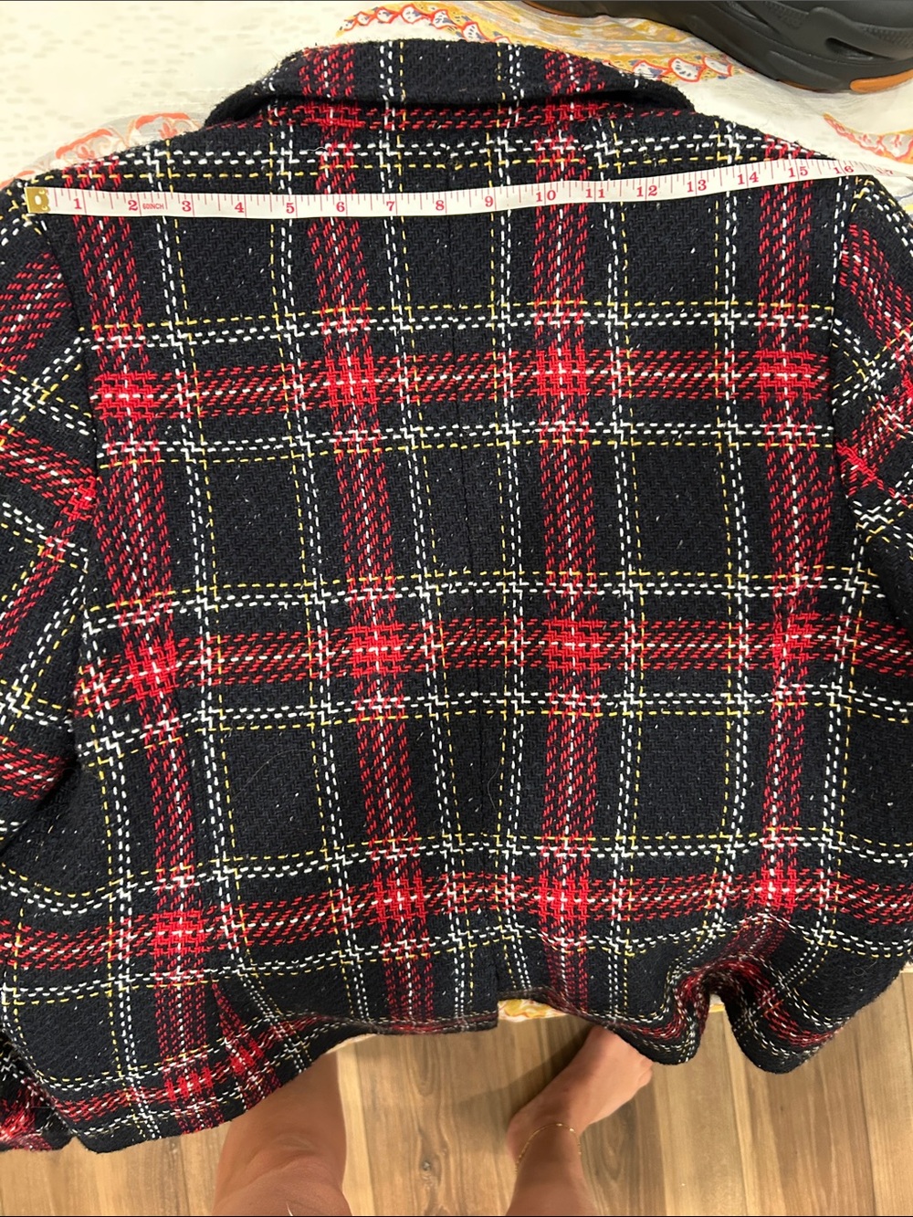 Talbots Aberdeen wool blend tartan plaid blazer size 16 tweed holiday Christmas - Picture 8 of 8